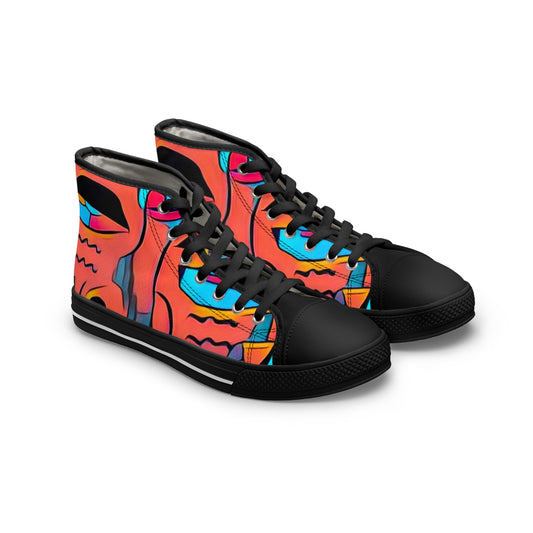 Women's Zodi-ABSTRACT High Tops (Turquoise & Bright Orange)