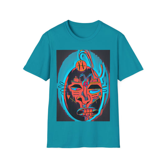 Zodi-ABSTRACT T-Shirt (Turquoise & Bright Orange)