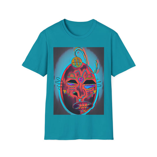 Zodi-ABSTRACT T-Shirt (Turquoise & Red-Orange)