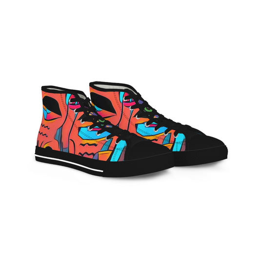 Men's Zodi-ABSTRACT High Tops (Turquoise & Bright Orange)